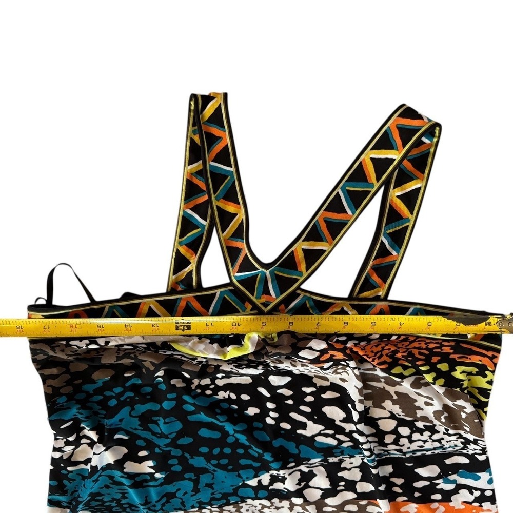 BCBGMAXAZRIA‎ Women's Black Multi Color Geometric Print Halter Mini Dress Size S - Picture 7 of 10